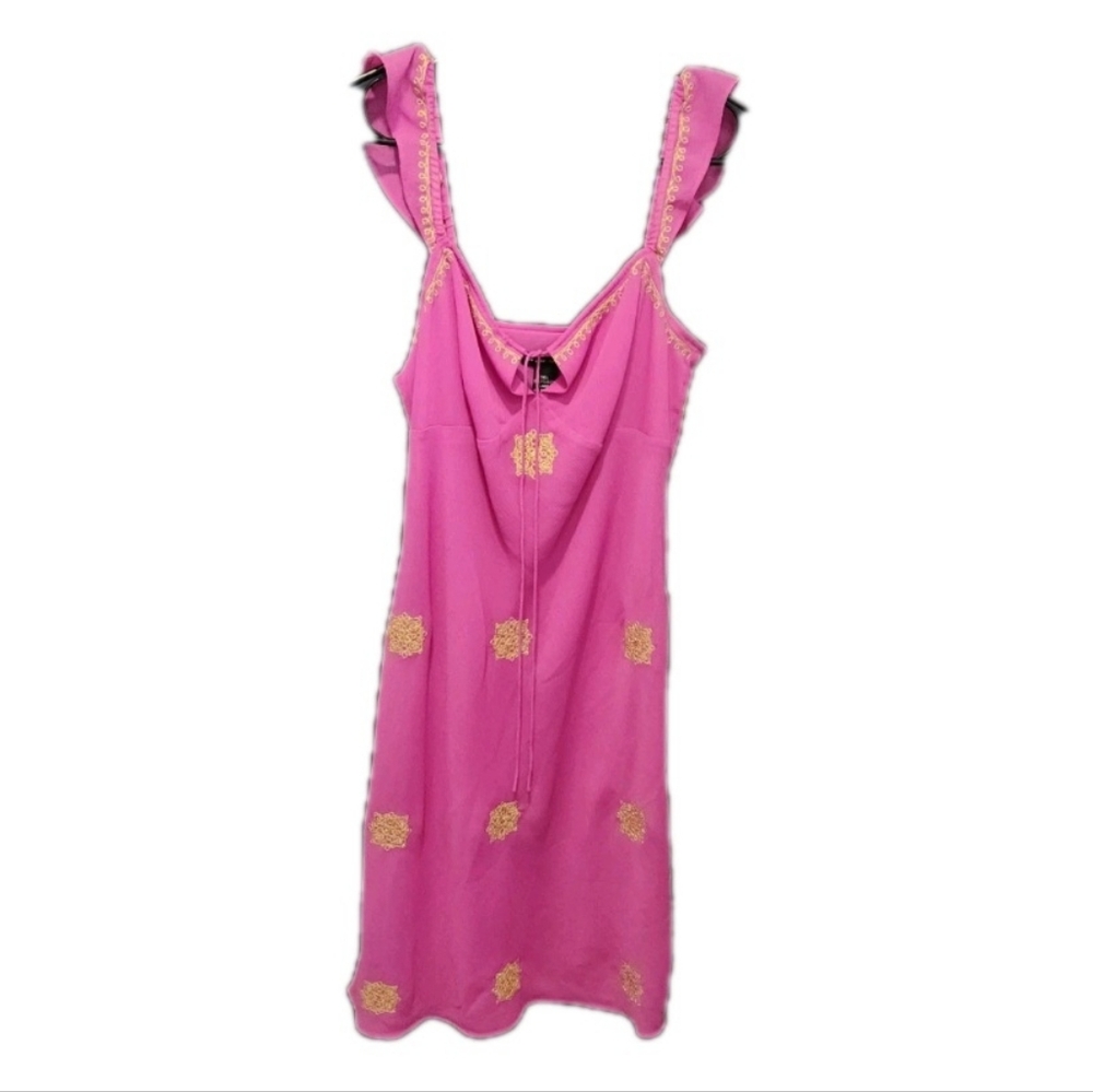 New York &‎ Company Womens Pink Embroidered Babydoll Dress Size 8 Fairy Y2K NWT